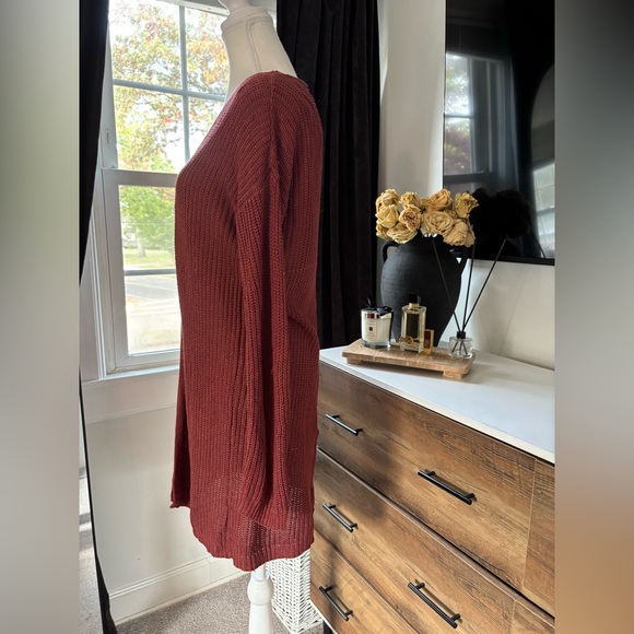 Pink Rose Rust Color Open Front Cardigan - Picture 4 of 6